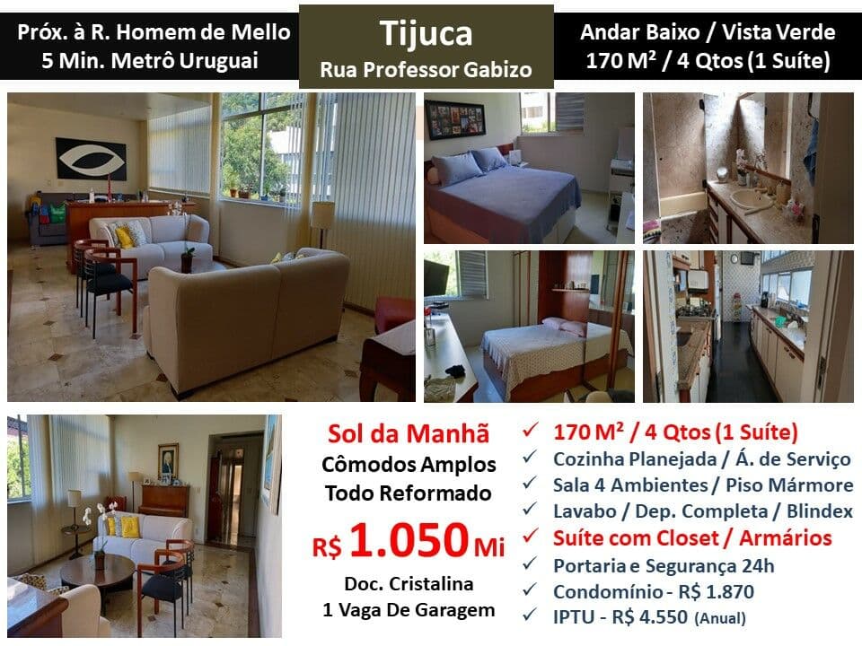 Apto Tijuca Prof. Gabizo 170M²