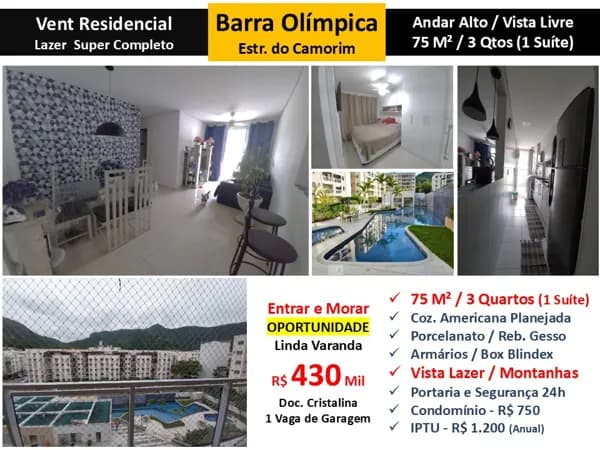 Apto Barra da Tijuca Camorim Vent 75M²