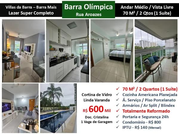 Apto Barra Olímpica Viilas da Barra Barra Mais 70M²