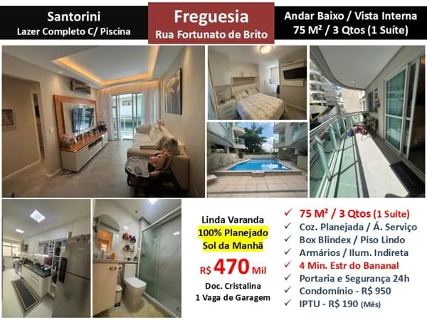 Apto JPA Freguesia Santorini 75M²