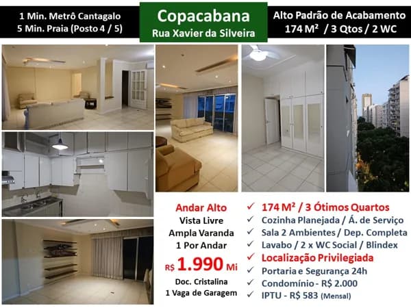 Apto Copacabana Xavier da Silveira 174M²
