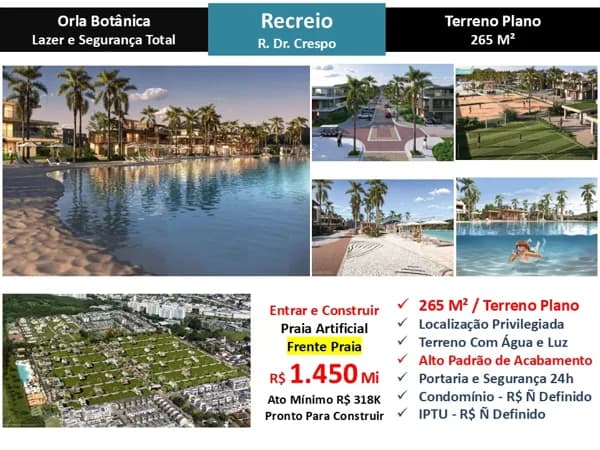 Terreno Recreio Orla Botânica 265M²
