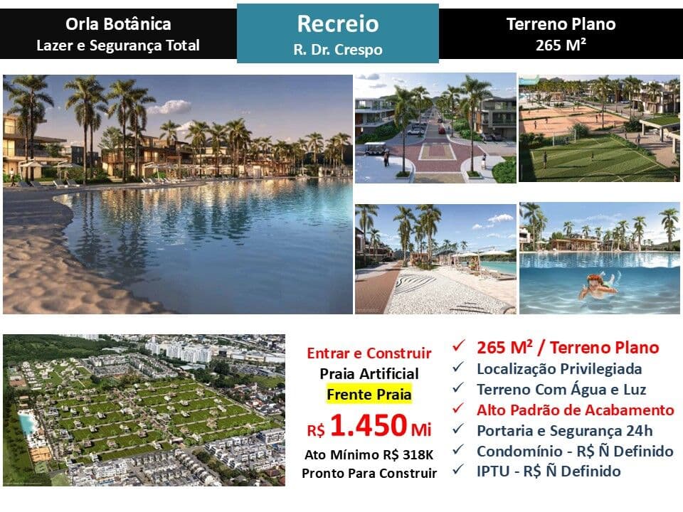Terreno Recreio Orla Botânica 265M²