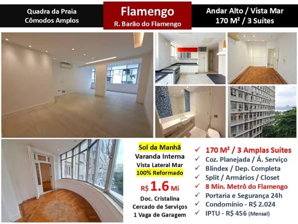Apto Flamengo Praia Barão do Flamengo 170M²
