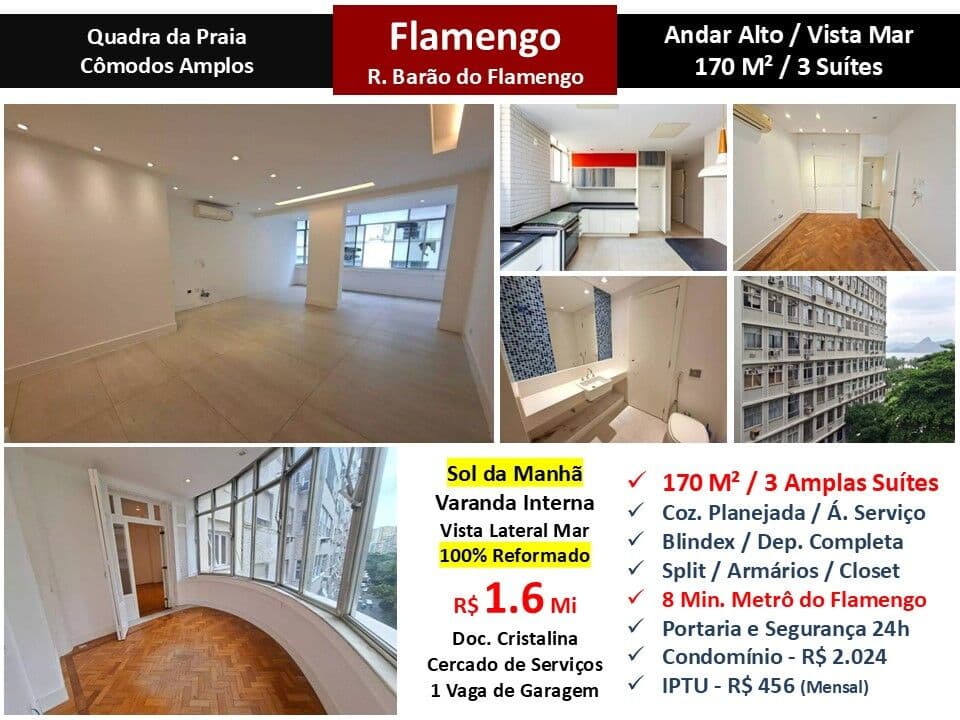 Apto Flamengo Praia Barão do Flamengo 170M²