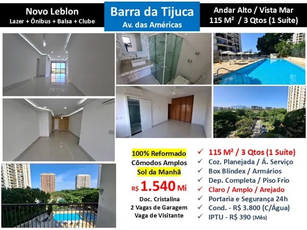 Apto Barra da Tijuca Novo Leblon 115M²