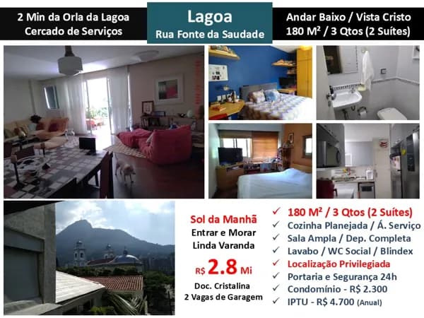 Apto Lagoa Fonte da Saudade 180M²