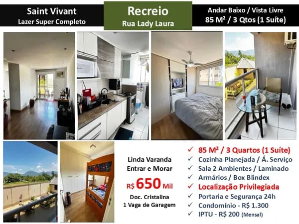 Apto Recreio Saint Vivant 85M²