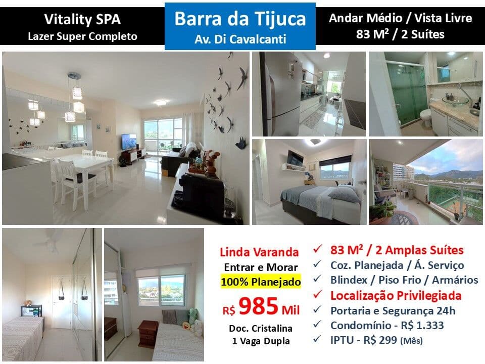 Apto Barra da Tijuca Vitality SPA 83M²