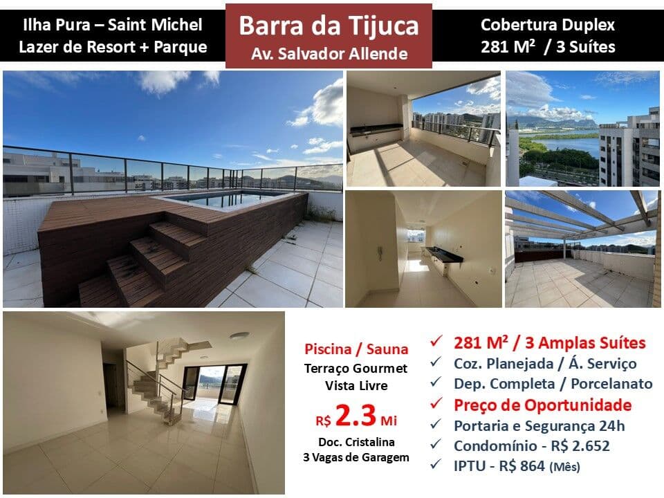Cob Barra da Tijuca Ilha Pura Saint Michel 281M² 2