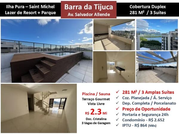 Cob Barra da Tijuca Ilha Pura Saint Michel 281M² 2