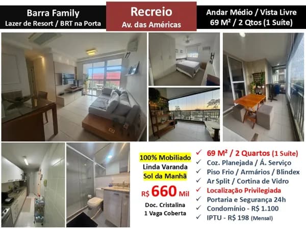 Apto Recreio Barra Family 68M²
