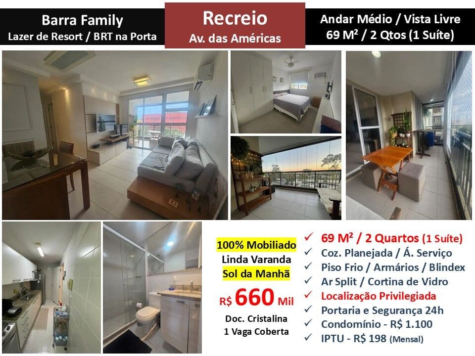 Apto Recreio Barra Family 68M²