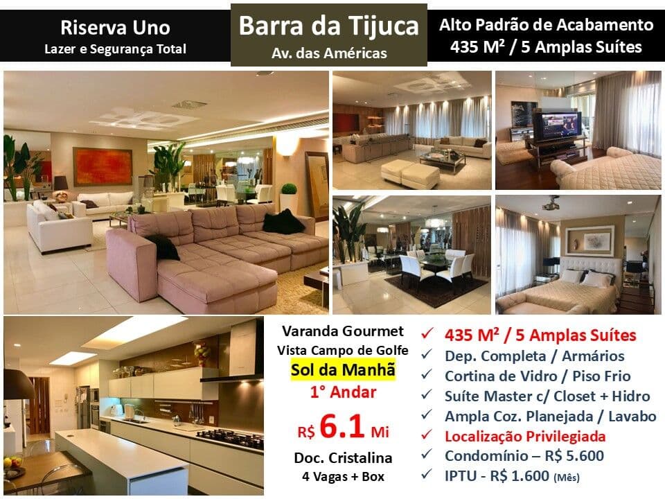 Apto Barra da Tijuca Riserva Uno 435M²
