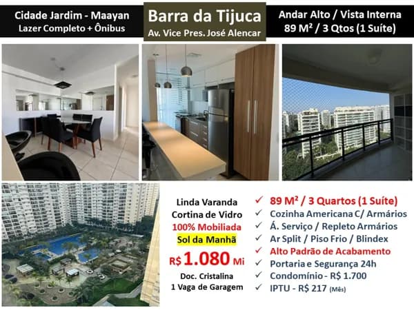 Apto Barra da Tijuca Cidade Jardim Maayan 89M² 3