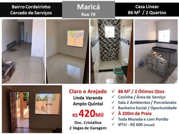 Casa Maricá Cordeirinho Rua 79 86M² Linear