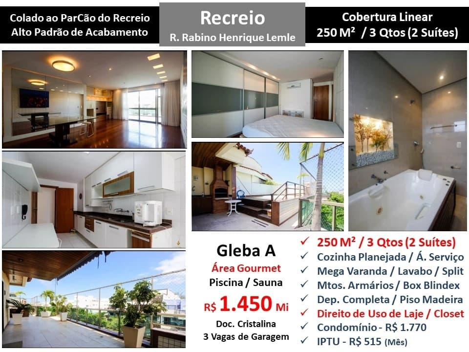 Cob Recreio Gleba A Rabino Henrique Lemle 250M² Linear