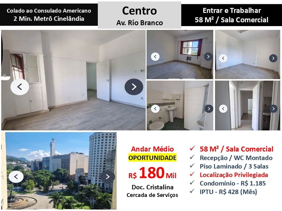 Sala Centro Rio Branco 58M² 2