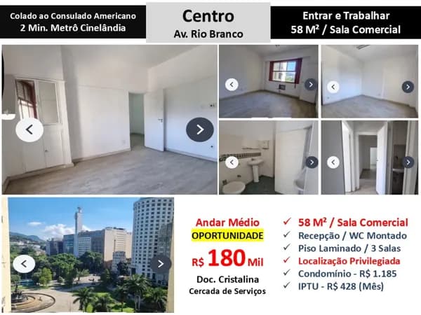 Sala Centro Rio Branco 58M² 2