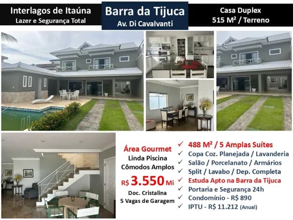 Casa Barra da Tijuca Interlagos de Itaúna 488M²