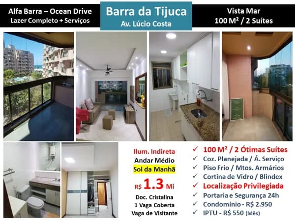 Apto Barra da Tijuca Praia Alfa Barra Ocean Drive 100M² 2