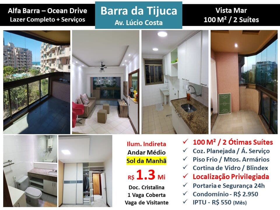 Apto Barra da Tijuca Praia Alfa Barra Ocean Drive 100M² 2