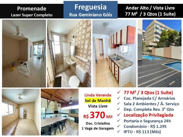 Apto JPA Freguesia Geminiano Góis Promenade 77M²