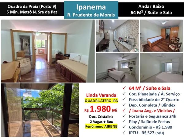 Apto Ipanema Prudente de Morais 64M²