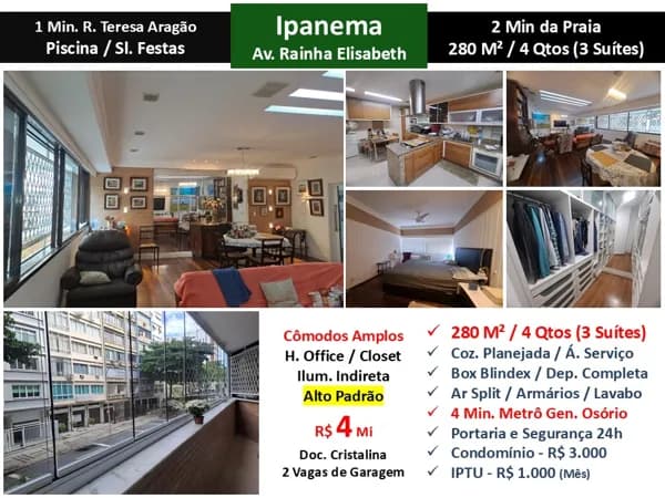 Apto Ipanema Rainha Elisabeth 280M² 2