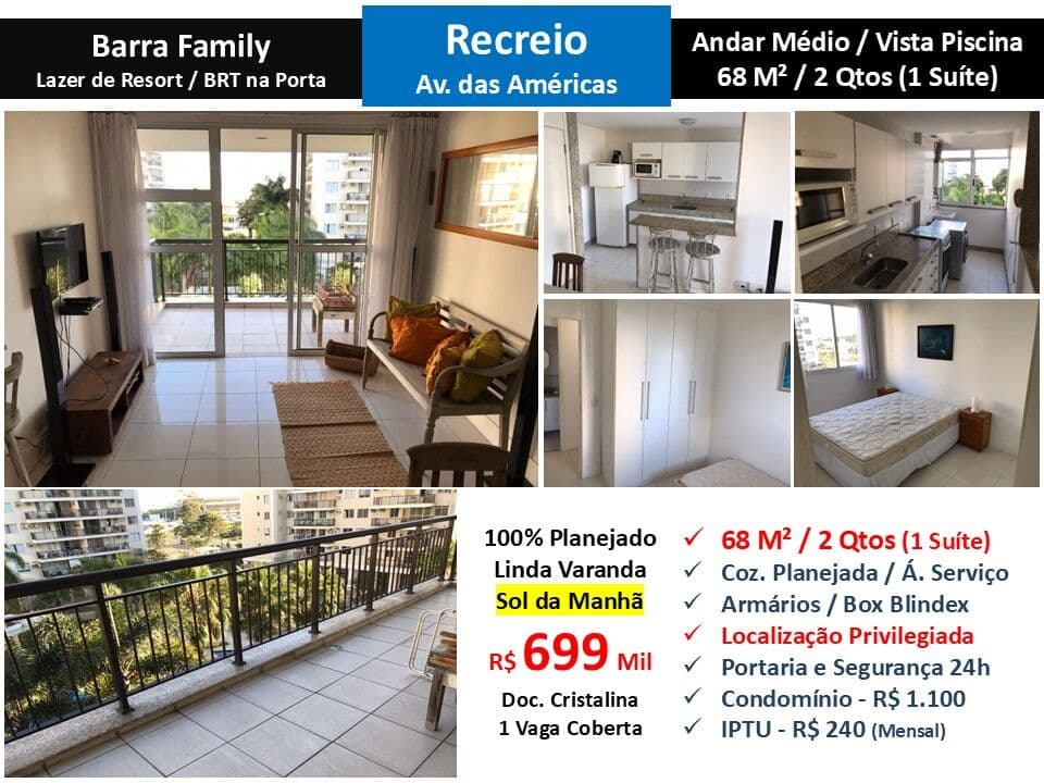 Apto Recreio Barra Family 68M²