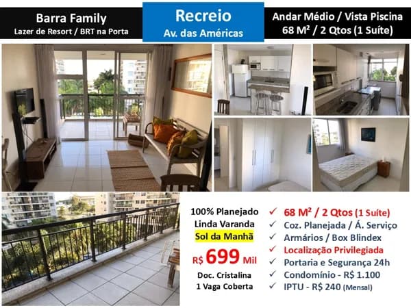Apto Recreio Barra Family 68M²