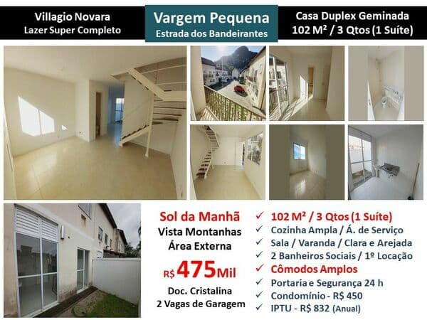 Casa Vargem Grande Villagio Novara 102M²