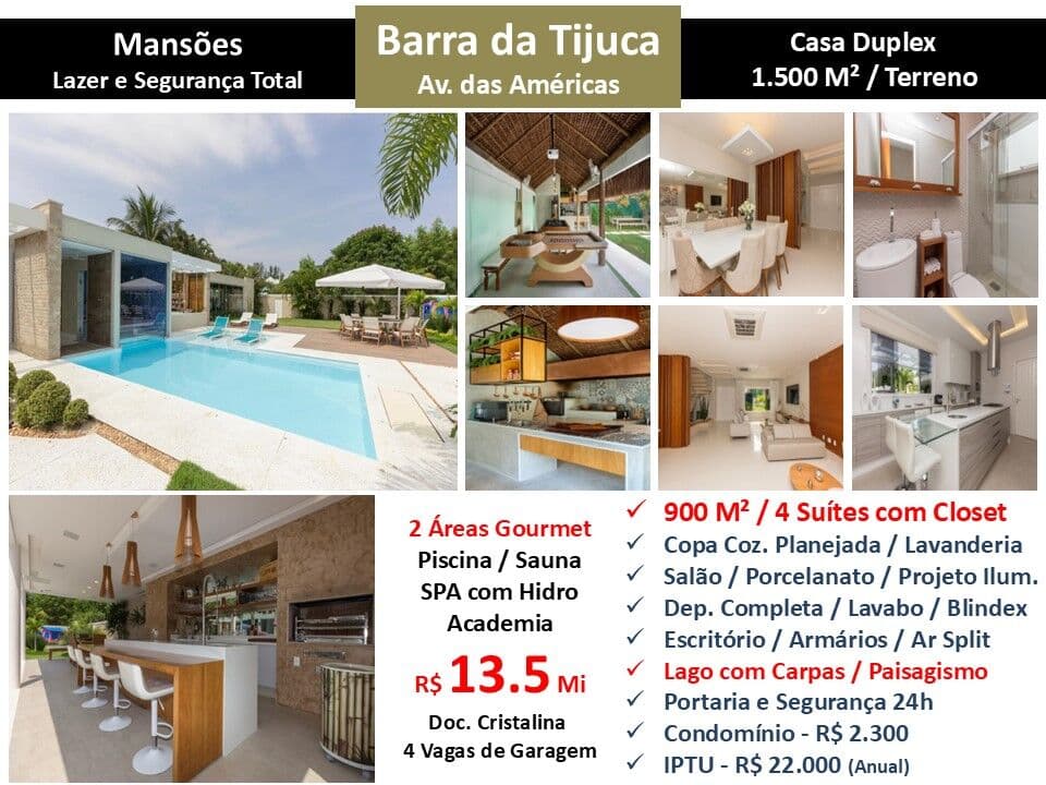 Casa Barra da Tijuca Mansões 900M²