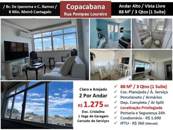 Apto Copacabana Pompeu Loureiro 88M²