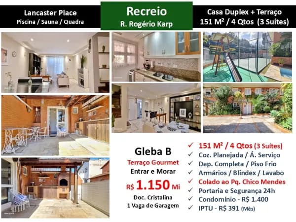Casa Recreio Gleba B Lancaster Place 151M² 2