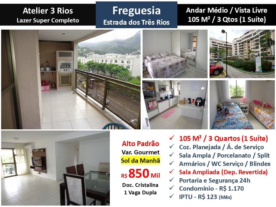 Apto JPA Freguesia Atelier 3 Rios 105M² 2