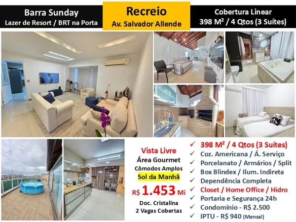 Cob Recreio Barra Sunday 398M² Linear