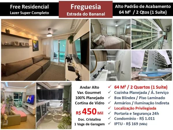 Apto JPA Freguesia Bananal Free 64M²