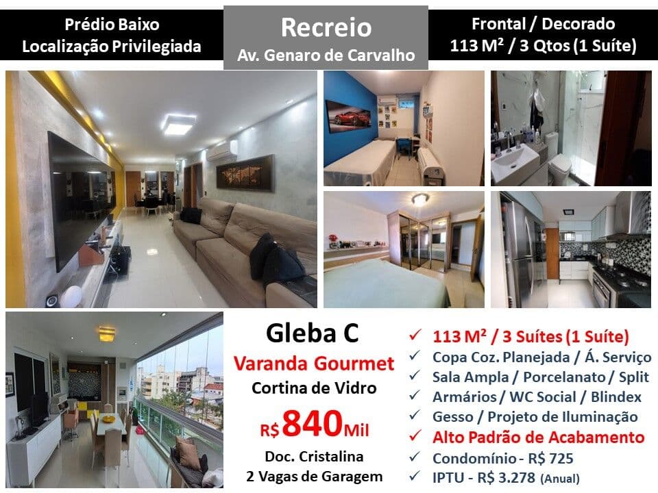 Apto Recreio Gleba C Genaro de Carvalho 113M² 2