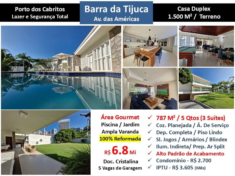 Casa Barra da Tijuca Porto dos Cabritos 787M²