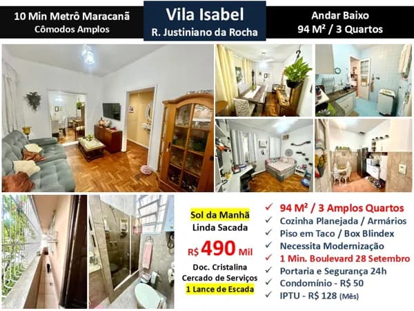 Apto Vila Isabel Justiniano da Rocha 94M²