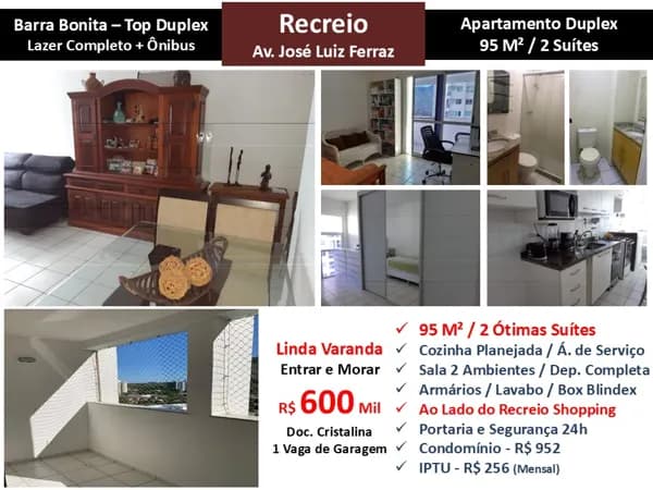 Apto Recreio Barra Bonita Top Duplex 95M² 2