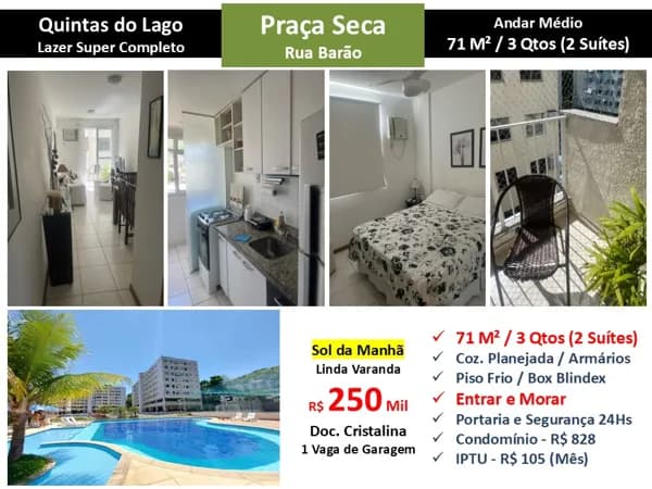 Apto JPA Praça Seca Quintas do Lago 71M²
