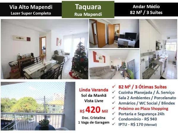 Apto JPA Taquara Via Alto Mapendi 82M²