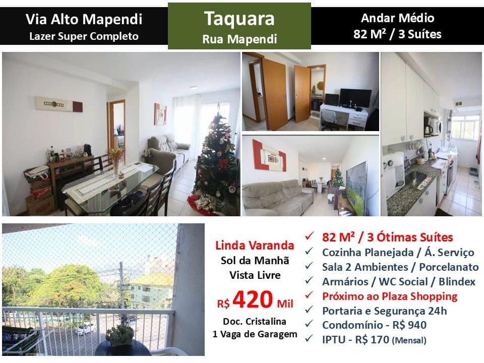 Apto JPA Taquara Via Alto Mapendi 82M²