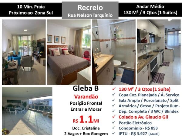 Apto Recreio Gleba B Nelson Tarquínio 130M²