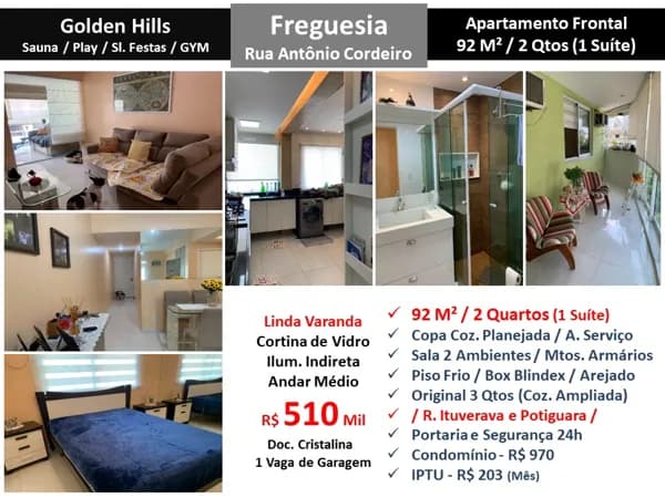 Apto JPA Freguesia Golden Hills 92M² 2