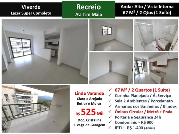 Apto Recreio Zico Viverde 67M² 2