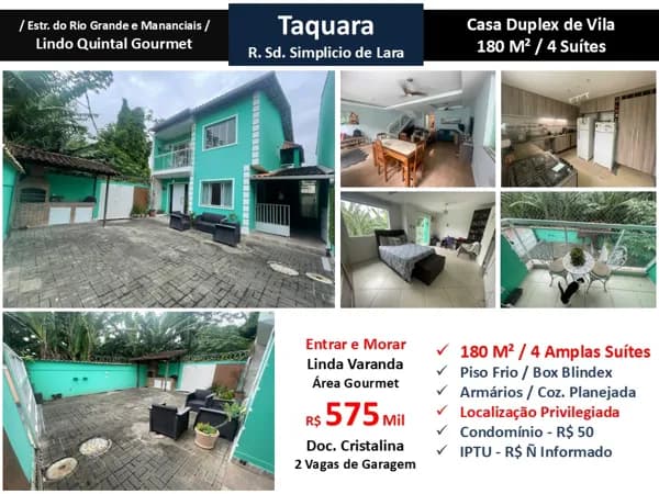 Casa JPA Taquara Simplicio de Lara 180M²