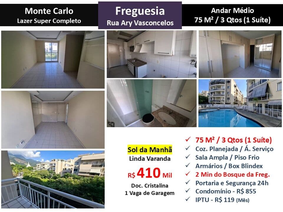 Apto JPA Freguesia Monte Carlo 75M²